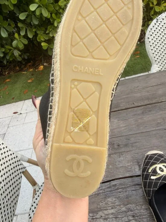 Chanel Espadrilles sz 41 Runs Small More like a 9 Black and Tan Cross Stitch - Picture 16 of 16